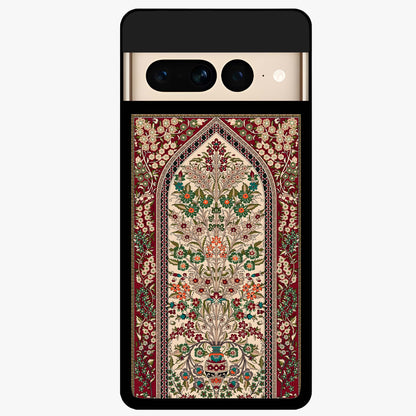 Persian Inspired Glass Case showing flat back view with ornate Persian style pattern artwork and glossy glass finish.
