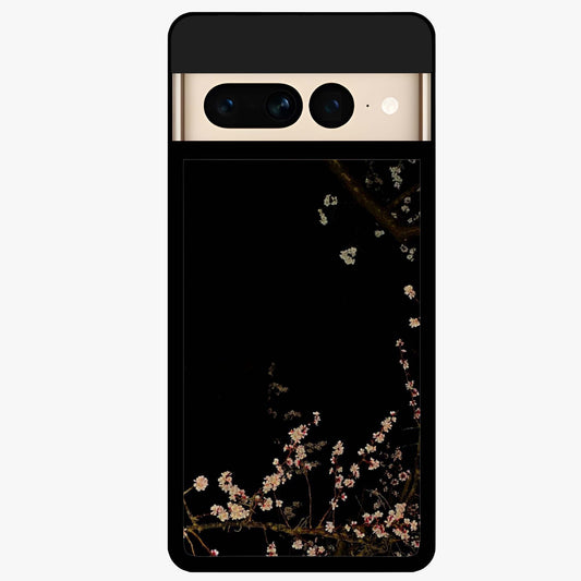 Petal Moon Light With Custom Name Glass Case showing flat back view with floral moonlight artwork and personalized name design.