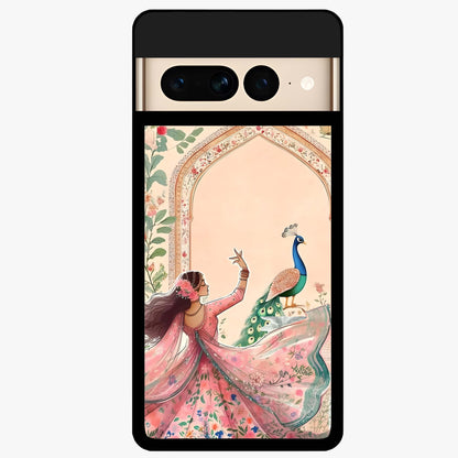 Royal Grace Muse Glass Case showing flat back view with elegant artistic artwork and glossy glass finish.