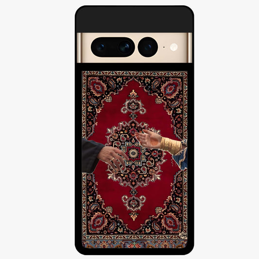 Royal Touch Reach Glass Case showing flat back view with elegant royal themed artwork and glossy glass finish.