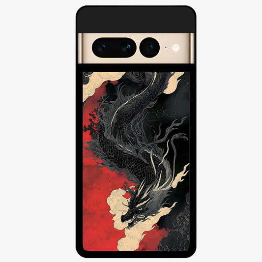 Shadow Dragon Fury Glass Case showing flat back view with fierce dragon artwork and glossy glass finish.