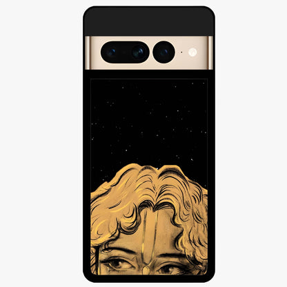 Shri Krishna Art Glass Case showing flat back view with devotional Krishna artwork and glossy glass finish.