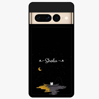 Silent Night Row Glass Case showing flat back view with calm night themed artwork and glossy glass finish.