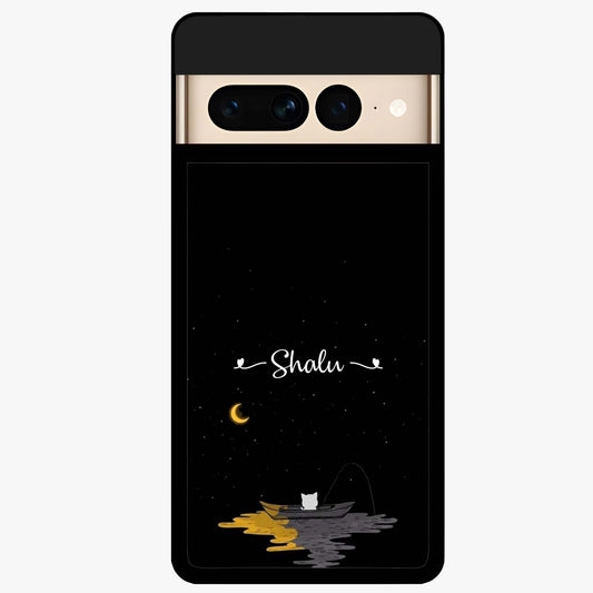 Silent Night Row Glass Case showing flat back view with calm night themed artwork and glossy glass finish.