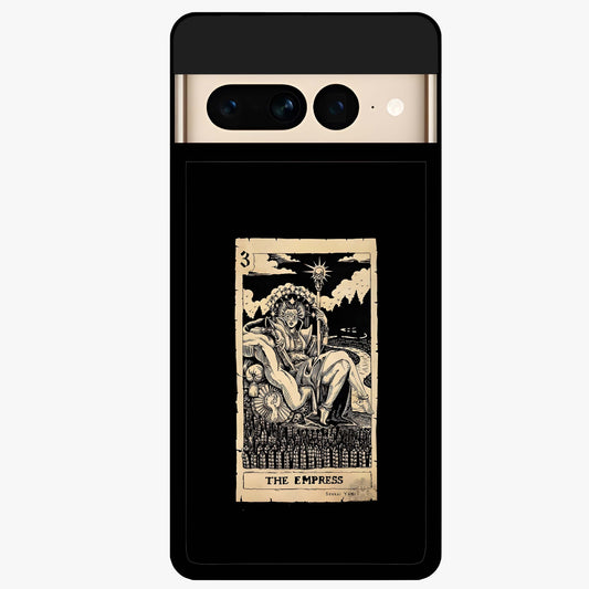 The Empress Glass Case showing flat back view with regal feminine artwork and glossy glass finish.