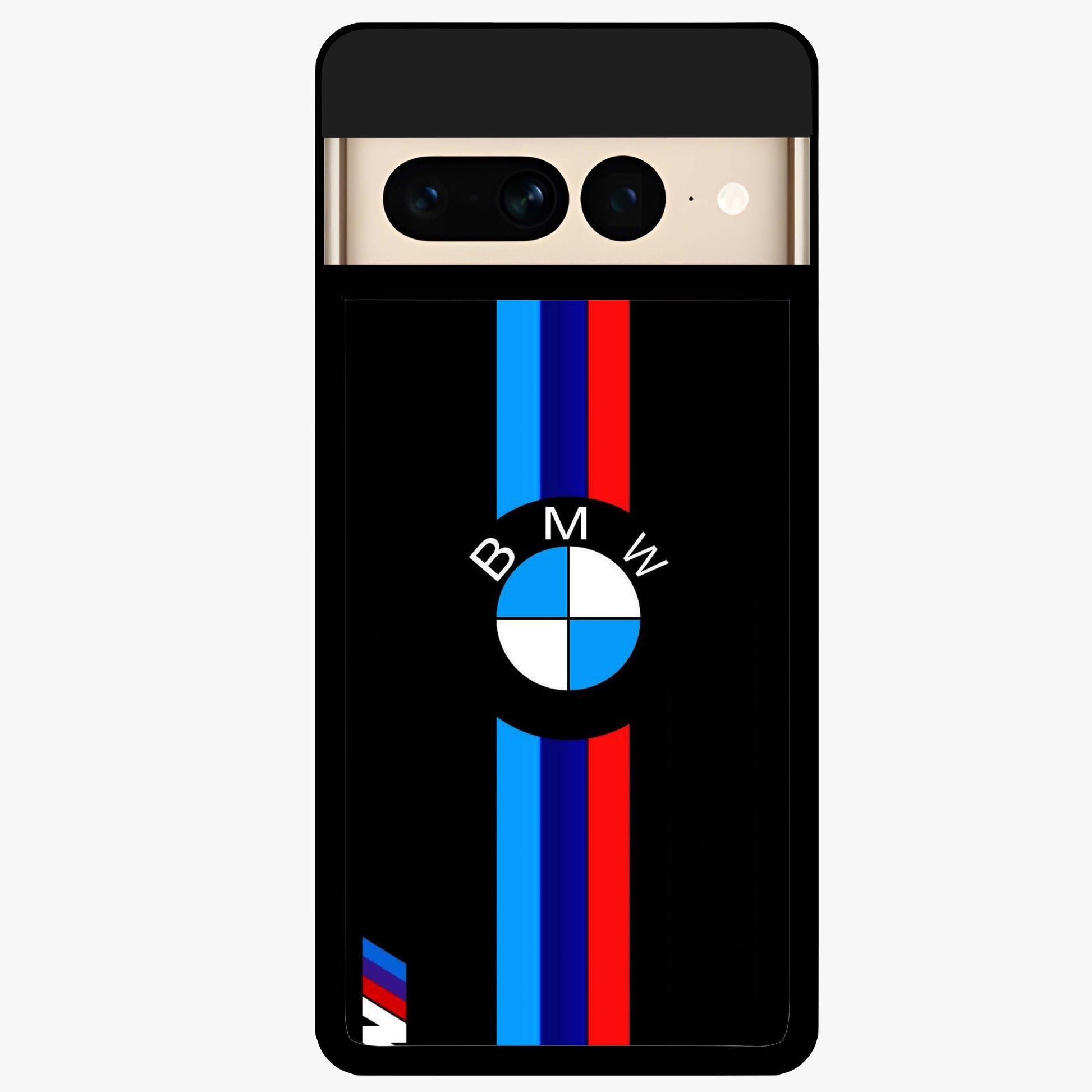 Turbo BMW Beast Glass Case showing flat back view with high performance sports car artwork and glossy glass finish.