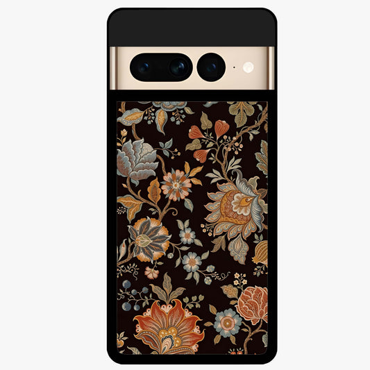 Vintage Floral Dream Glass Case showing flat back view with classic floral artwork and glossy glass finish.