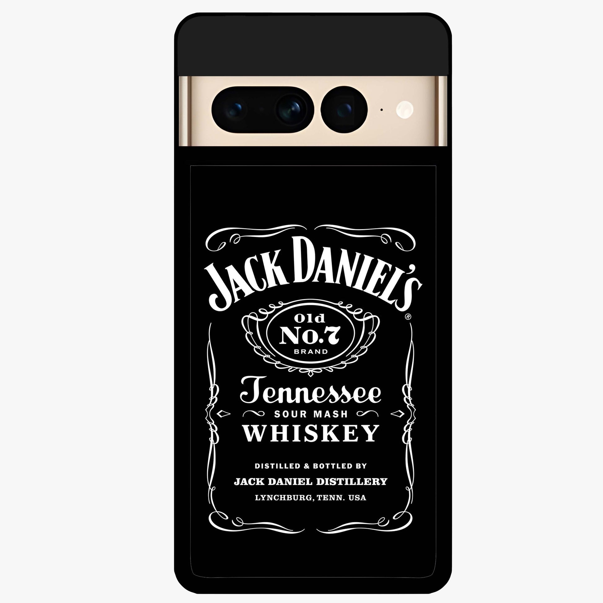 Vintage Whiskey Heritage Glass Case showing flat back view with classic whiskey inspired artwork and glossy glass finish.