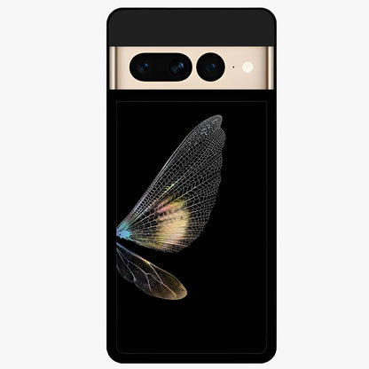 Whispers Of Wings Glass Case showing flat back view with graceful wing inspired artwork and glossy glass finish.