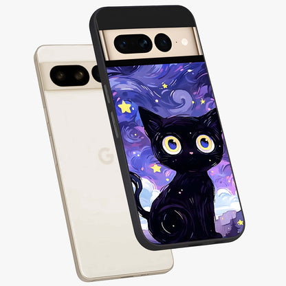 Abstract Cat Art Glass Case displayed in angled mockup highlighting modern abstract cat artwork and sleek glass surface.