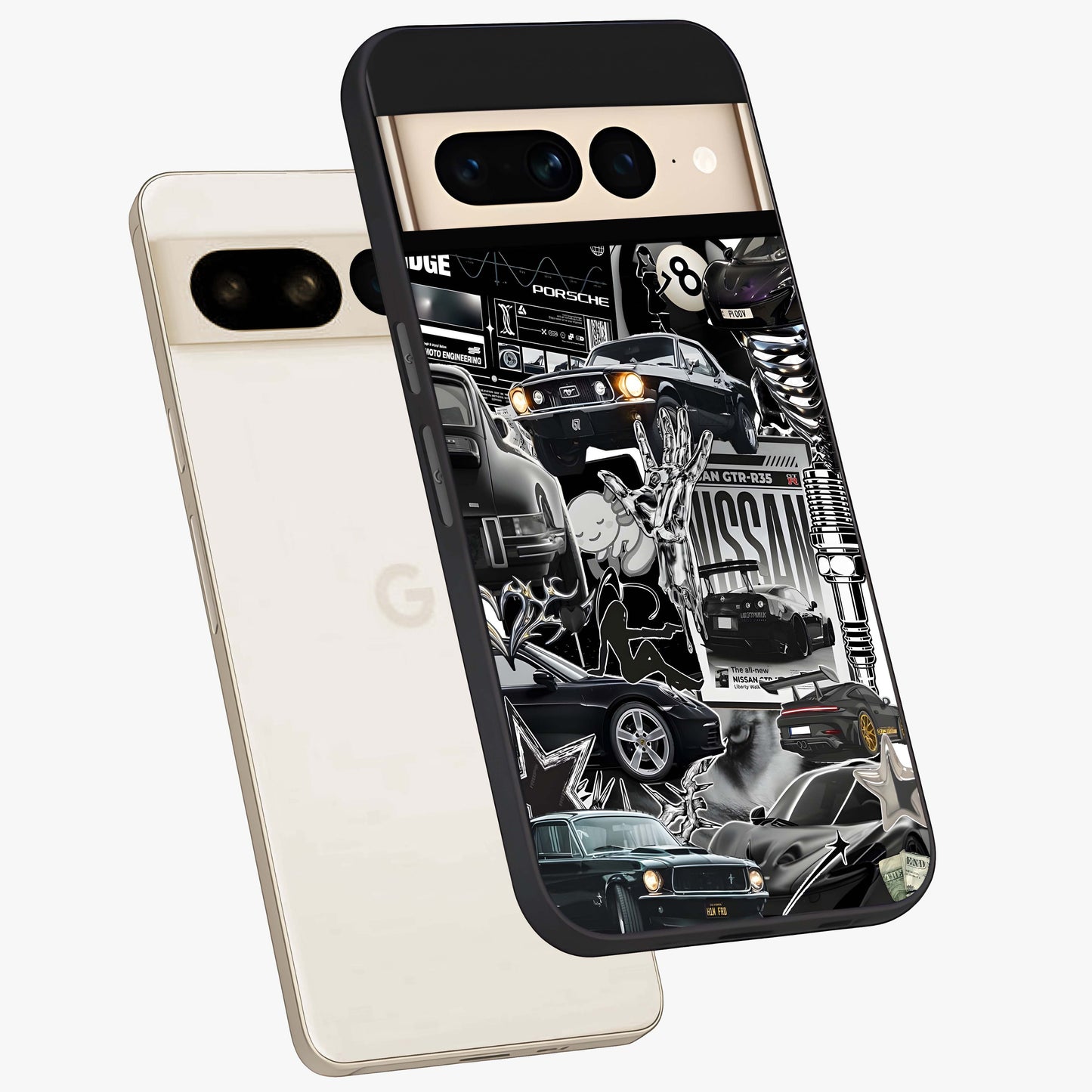 Aesthetic Dark Love Glass Case displayed in angled mockup highlighting moody aesthetic design and bold love theme.