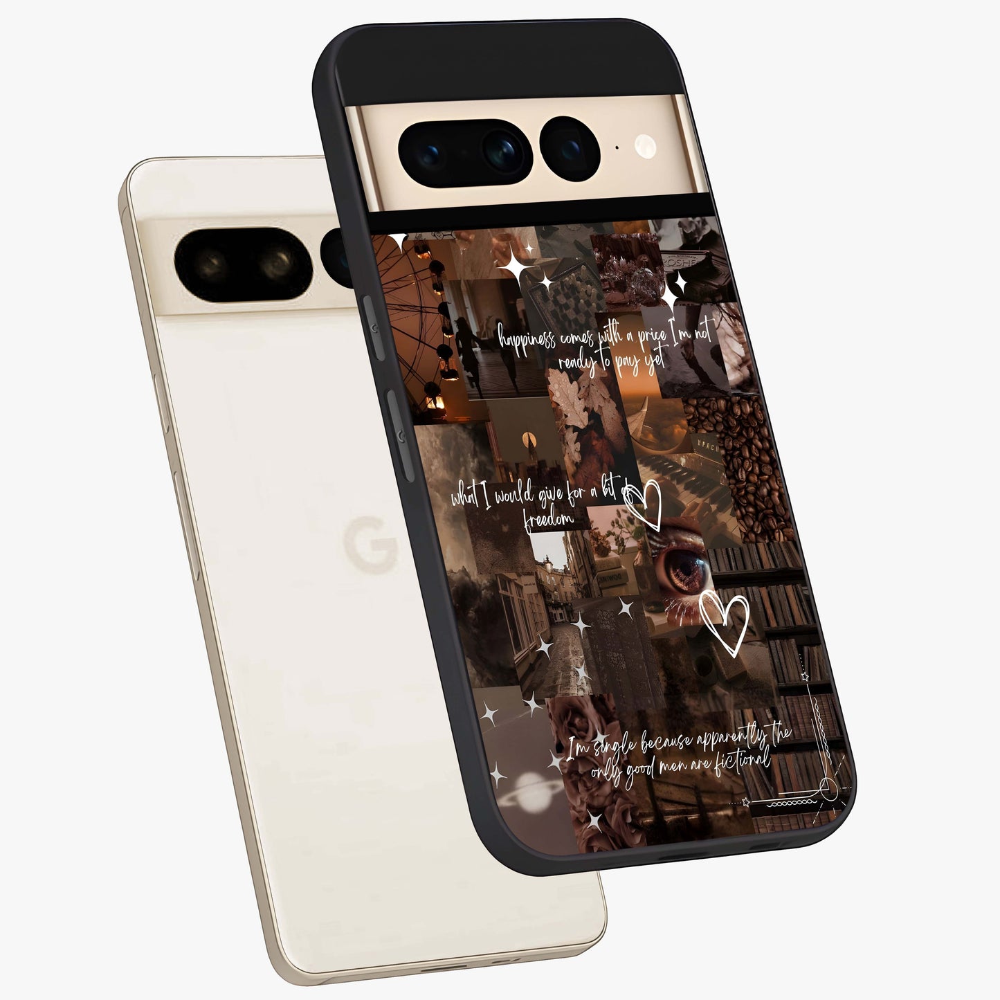 Bittersweet Aesthetic Chaos Glass Case displayed in angled mockup highlighting expressive abstract artwork and edgy aesthetic theme.