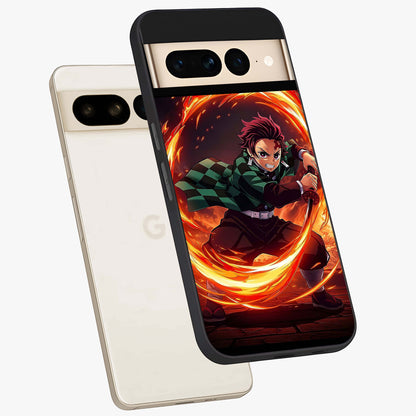 Blazing Sword Resolve Glass Case displayed in angled mockup highlighting powerful sword illustration and bold fantasy theme.