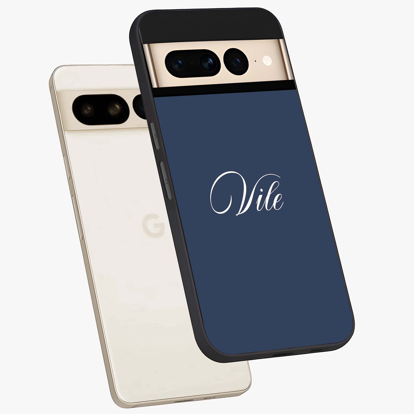 Blue Vintage Floral Pattern Glass Case showing flat back view with elegant vintage floral artwork and glossy glass finish.