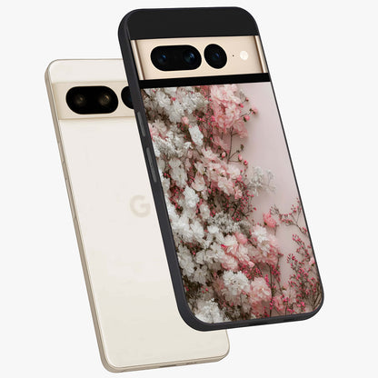 Blush Blossom Cloud Glass Case displayed in angled mockup highlighting soft cloud and blossom design with pastel aesthetic.