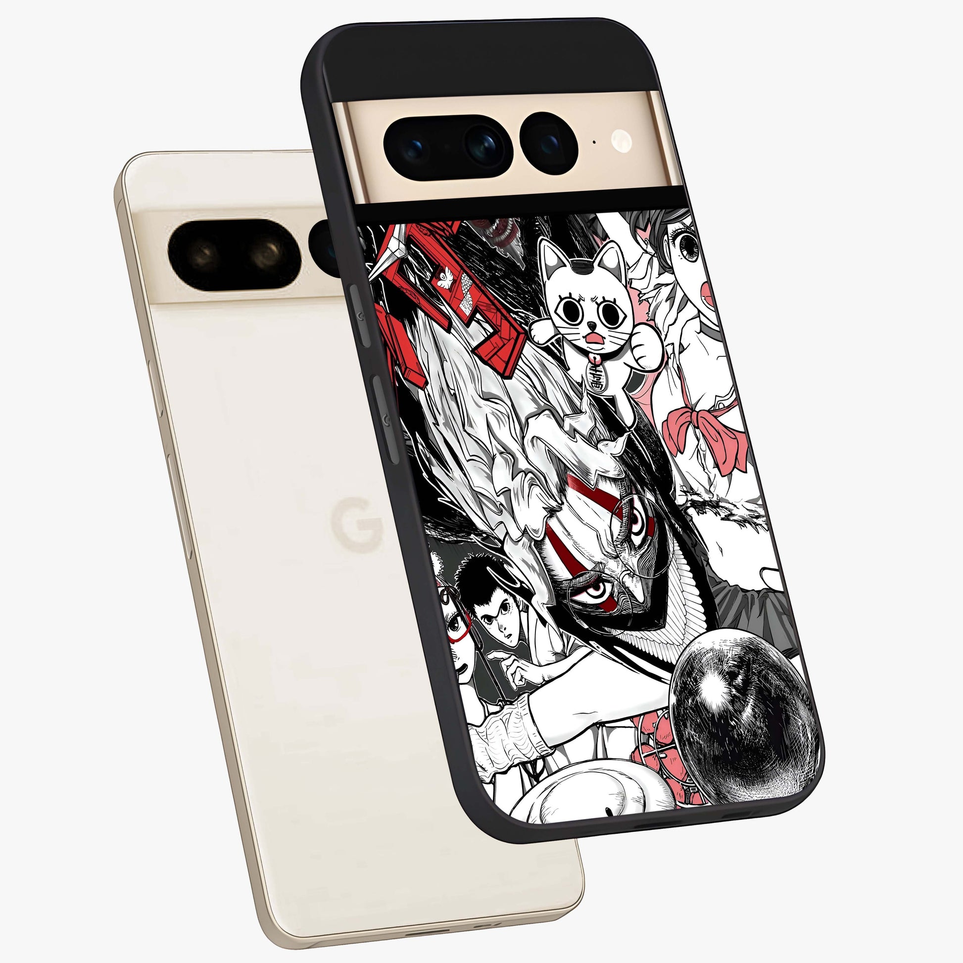 Crimson Chaos Panel Glass Case displayed in angled mockup highlighting chaotic panel style design with modern graphic theme.