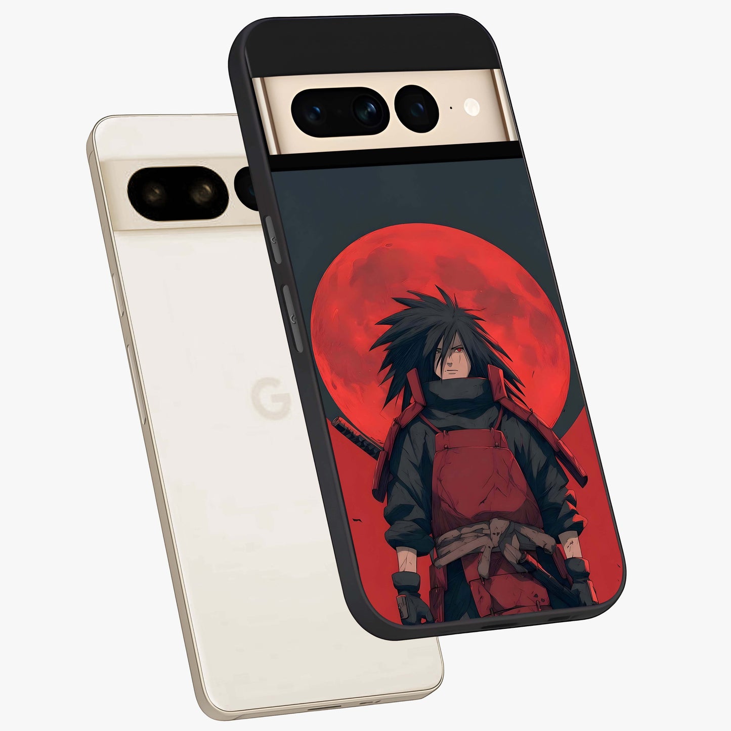 Crimson Moon Warlord Glass Case displayed in angled mockup highlighting dramatic crimson moon design with fantasy aesthetic.