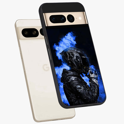 Cyber Sentinel Protocol Glass Case displayed in angled mockup highlighting digital cyber design with sci-fi aesthetic style.