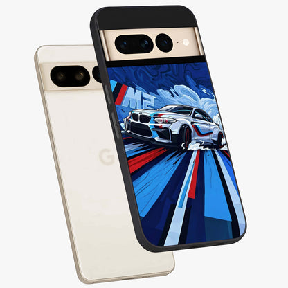 Drift Power Rush Glass Case displayed in angled mockup highlighting powerful drift car design with sporty aesthetic style.
