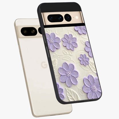 Floral Wall Art With Purple Flowers Glass Case displayed in angled mockup highlighting vibrant purple floral illustration with artistic aesthetic.
