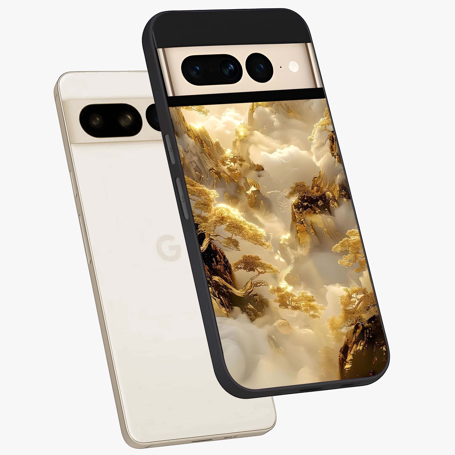 Gates Of Illumination Glass Case displayed in angled mockup highlighting radiant portal inspired design with fantasy aesthetic.