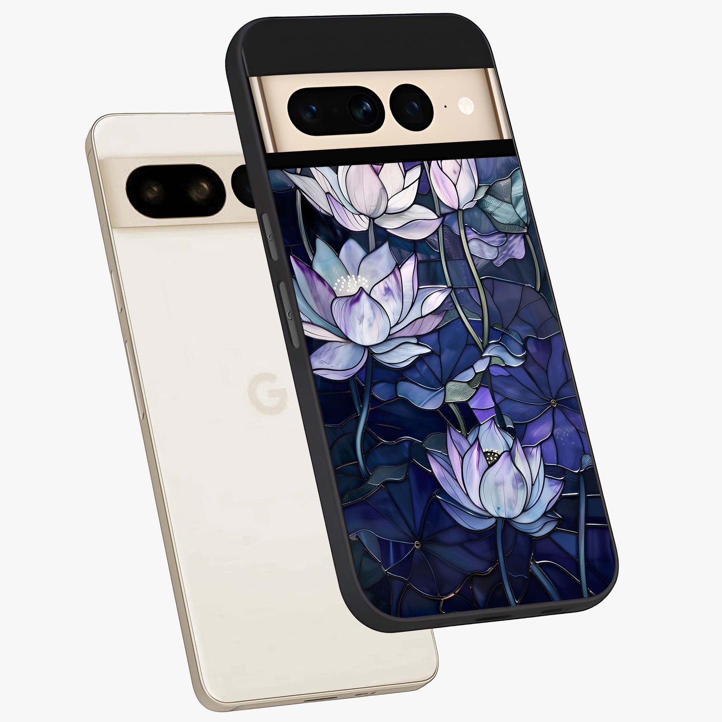 Gloss Petal Rush Glass Case displayed in angled mockup highlighting vibrant petal design with elegant floral aesthetic.