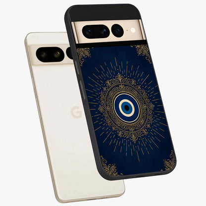 Golden Celestial Charm Glass Case displayed in angled mockup highlighting sparkling cosmic charm design with celestial aesthetic.
