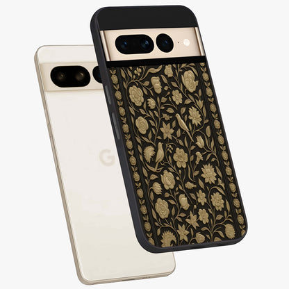 Golden Evil Eye Mandala Glass Case displayed in angled mockup highlighting protective evil eye symbol with golden mandala design.
