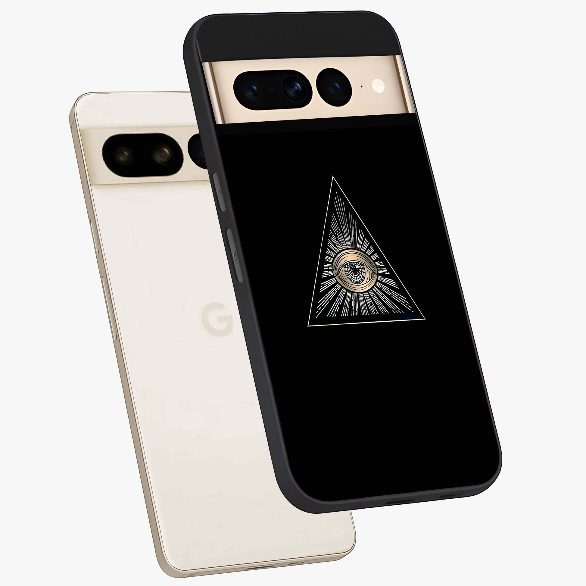 Illuminati Evil Glass Case displayed in angled mockup highlighting dark occult inspired design with bold aesthetic style.