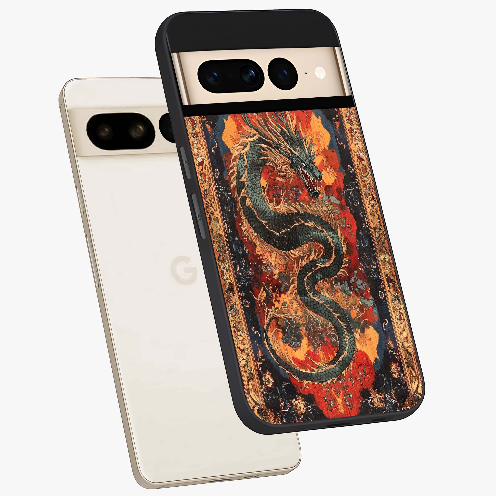 Inferno Dragon Soul Glass Case displayed in angled mockup highlighting powerful dragon illustration with inferno aesthetic.