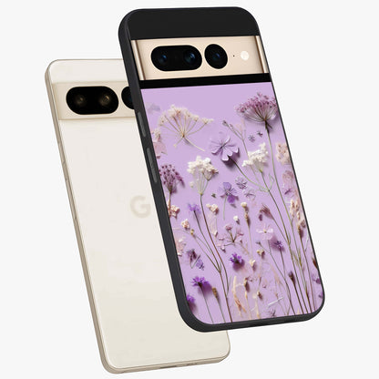 Lavender Blossom Dream Glass Case displayed in angled mockup highlighting dreamy lavender flower design with calming aesthetic style.
