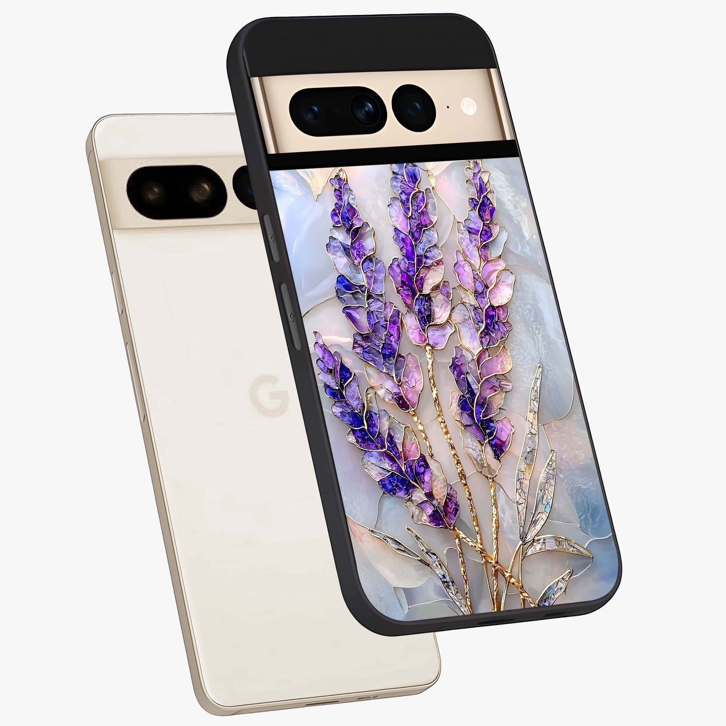 Lavender Dream Glow Glass Case displayed in angled mockup highlighting dreamy purple glow design with soft artistic style.