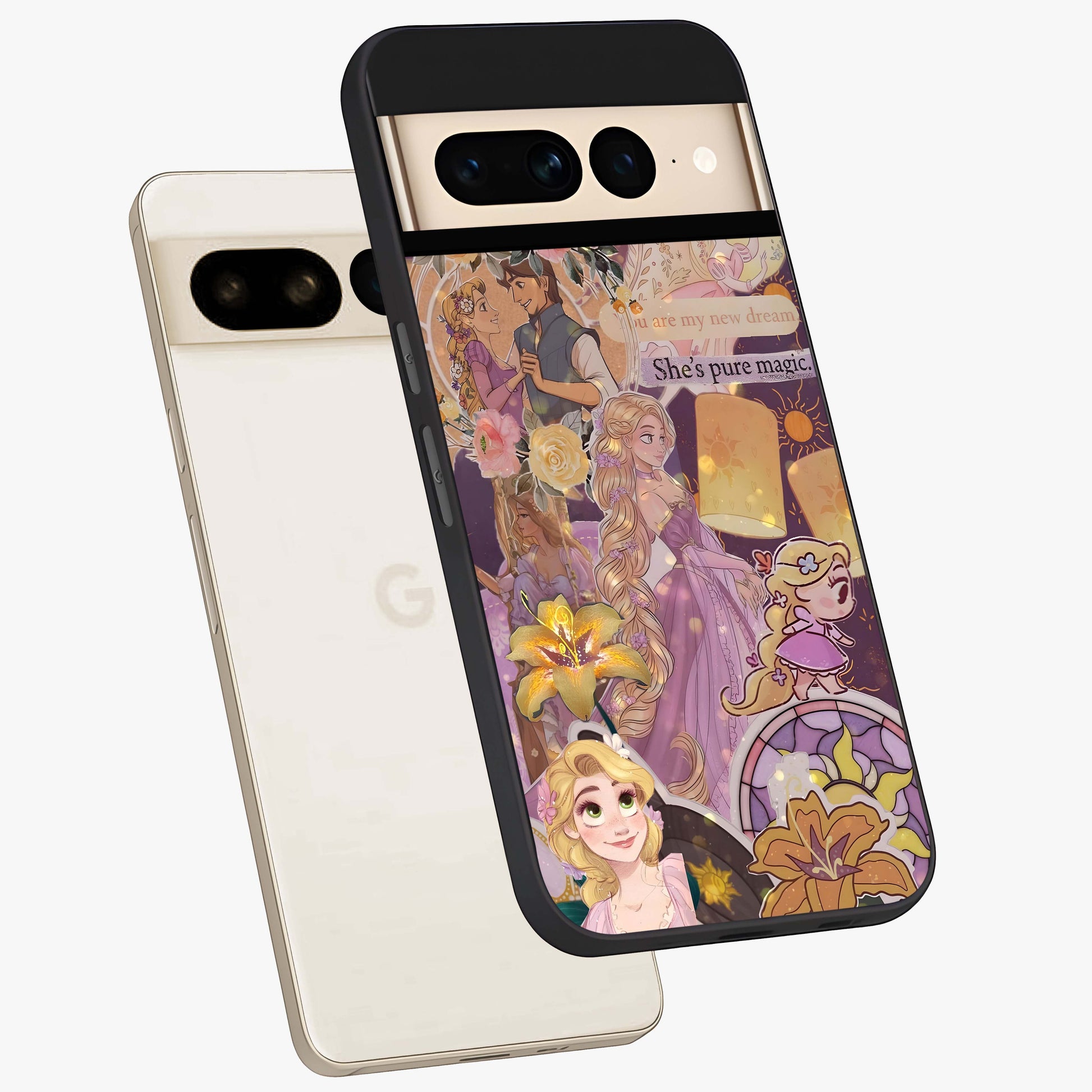 Magical Tangled Dream Glass Case displayed in angled mockup highlighting whimsical fantasy design with magical aesthetic.
