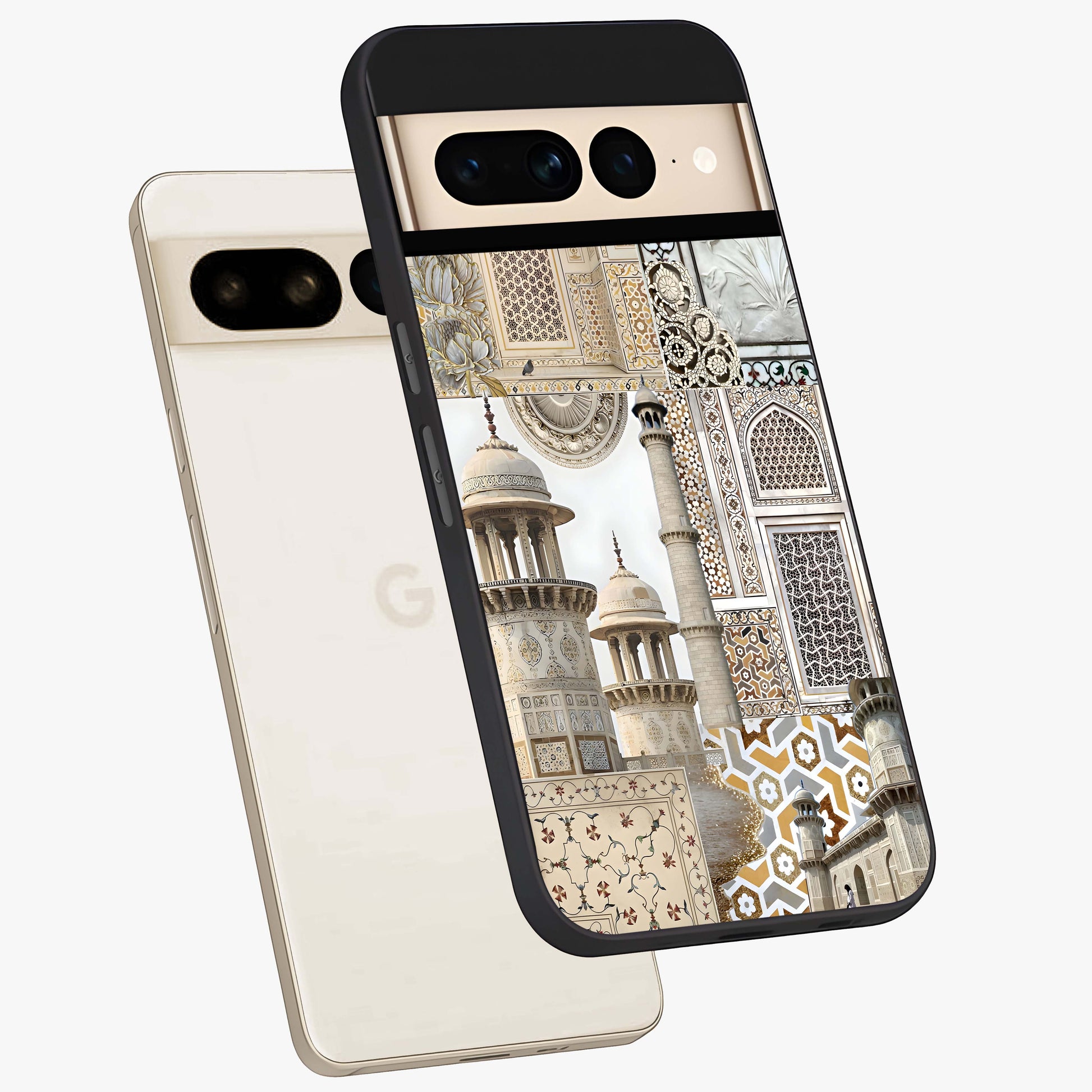 Mughal Marble Legacy Glass Case displayed in angled mockup highlighting elegant heritage marble artwork with royal aesthetic.