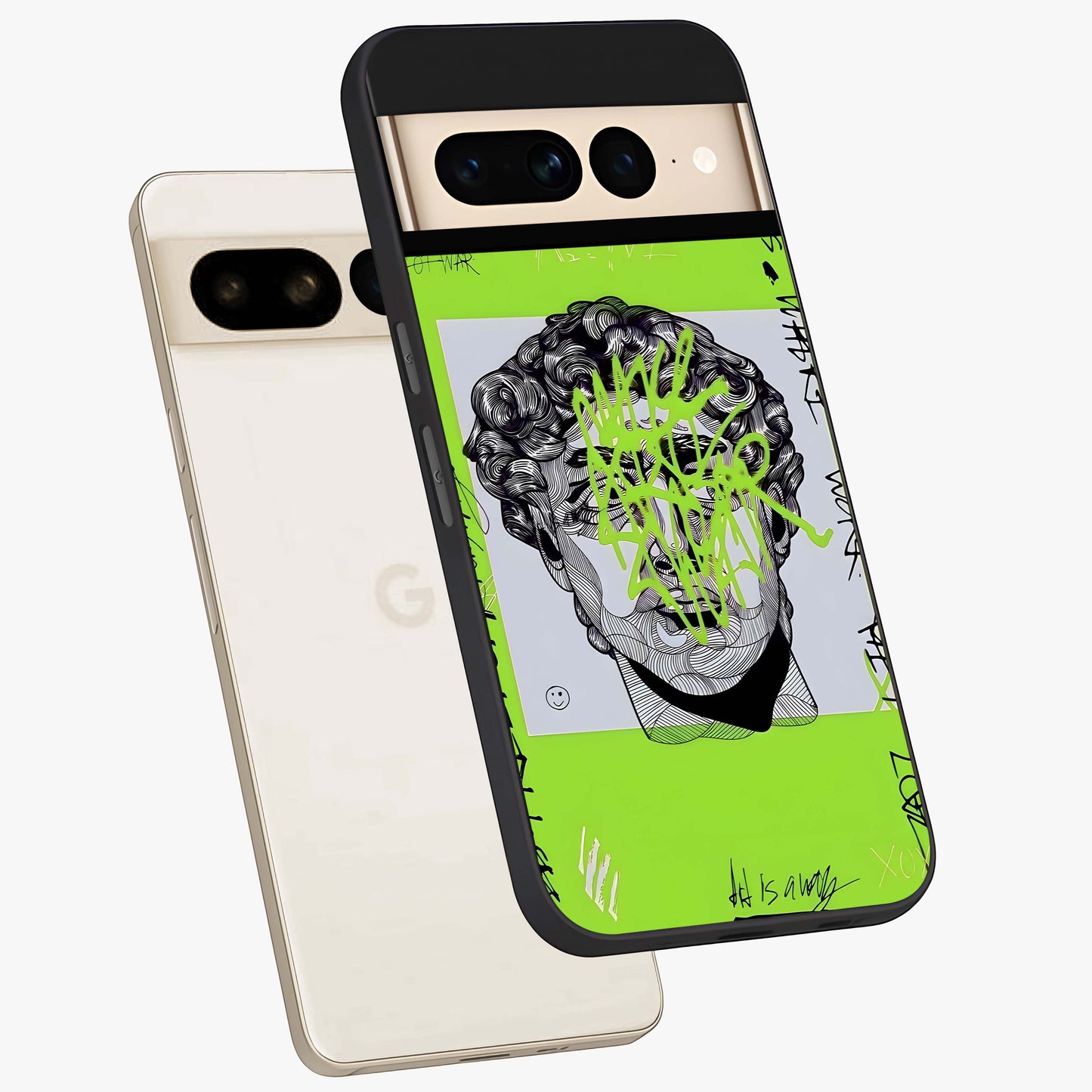 Neo Graffiti Rebellion Glass Case displayed in angled mockup highlighting urban street art design with rebellious aesthetic.