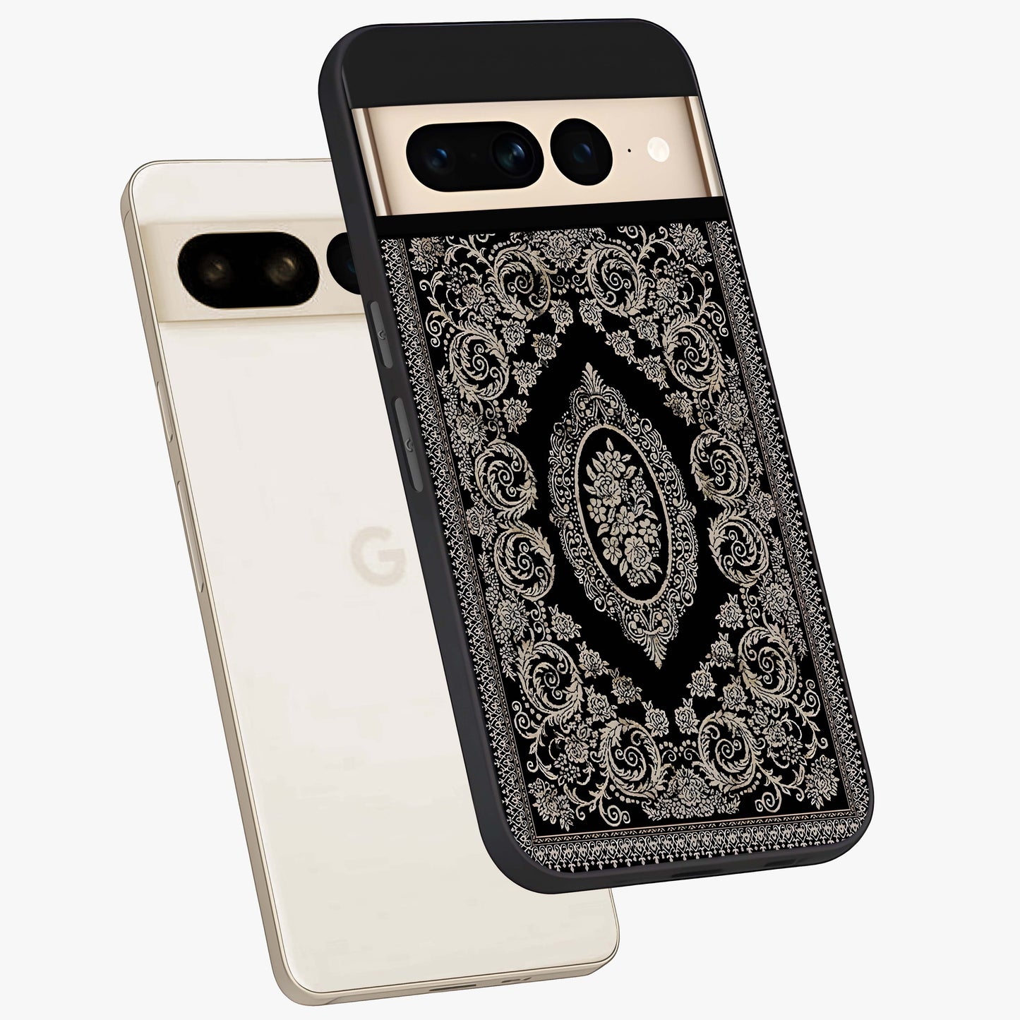 Noir Bloom Elegance Glass Case displayed in angled mockup highlighting refined flower design with stylish noir aesthetic.