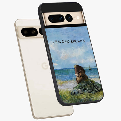 Peace Beyond War Glass Case displayed in angled mockup highlighting meaningful message design with artistic aesthetic style.