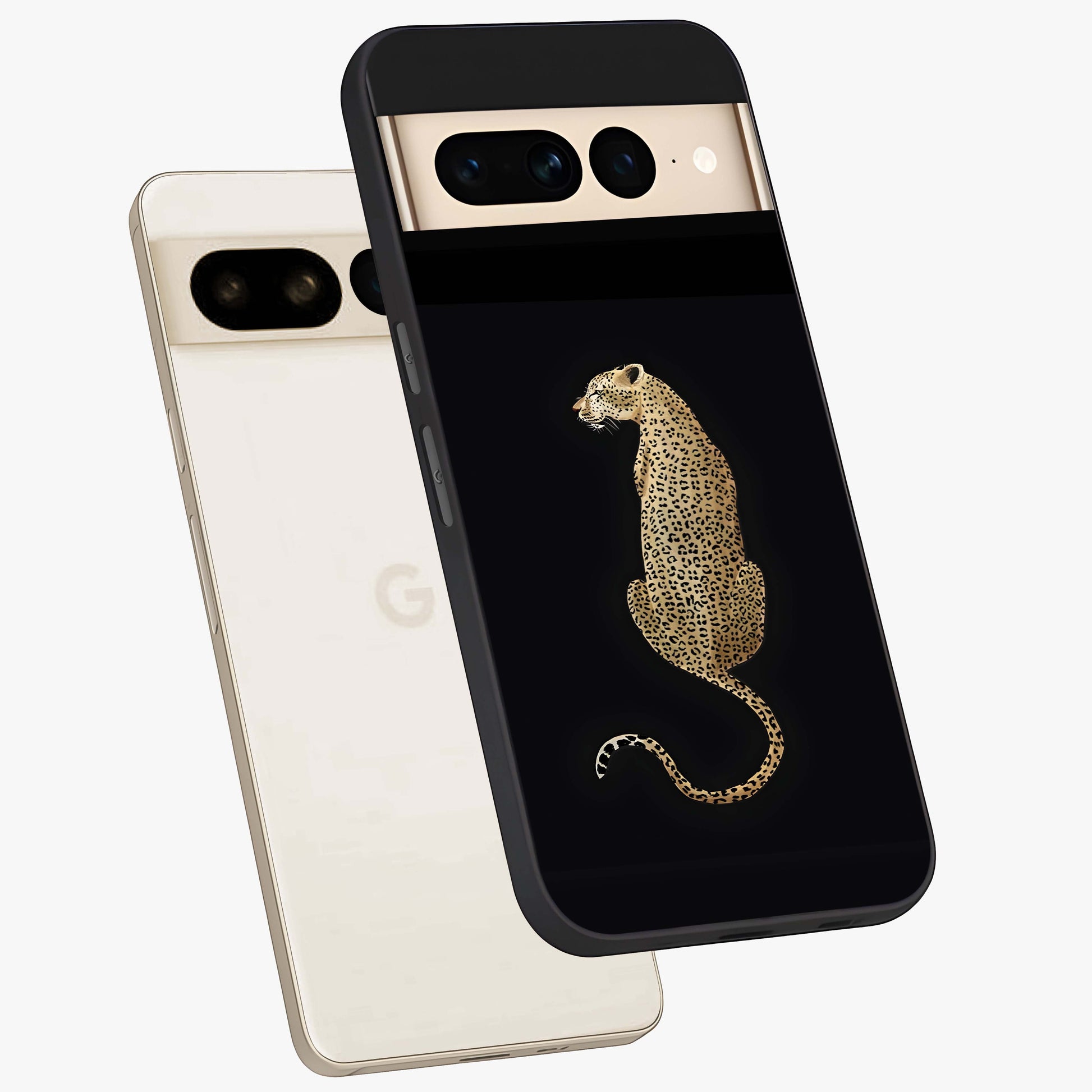 Regal Leopard Glass Case displayed in angled mockup highlighting powerful animal illustration with stylish wild aesthetic.