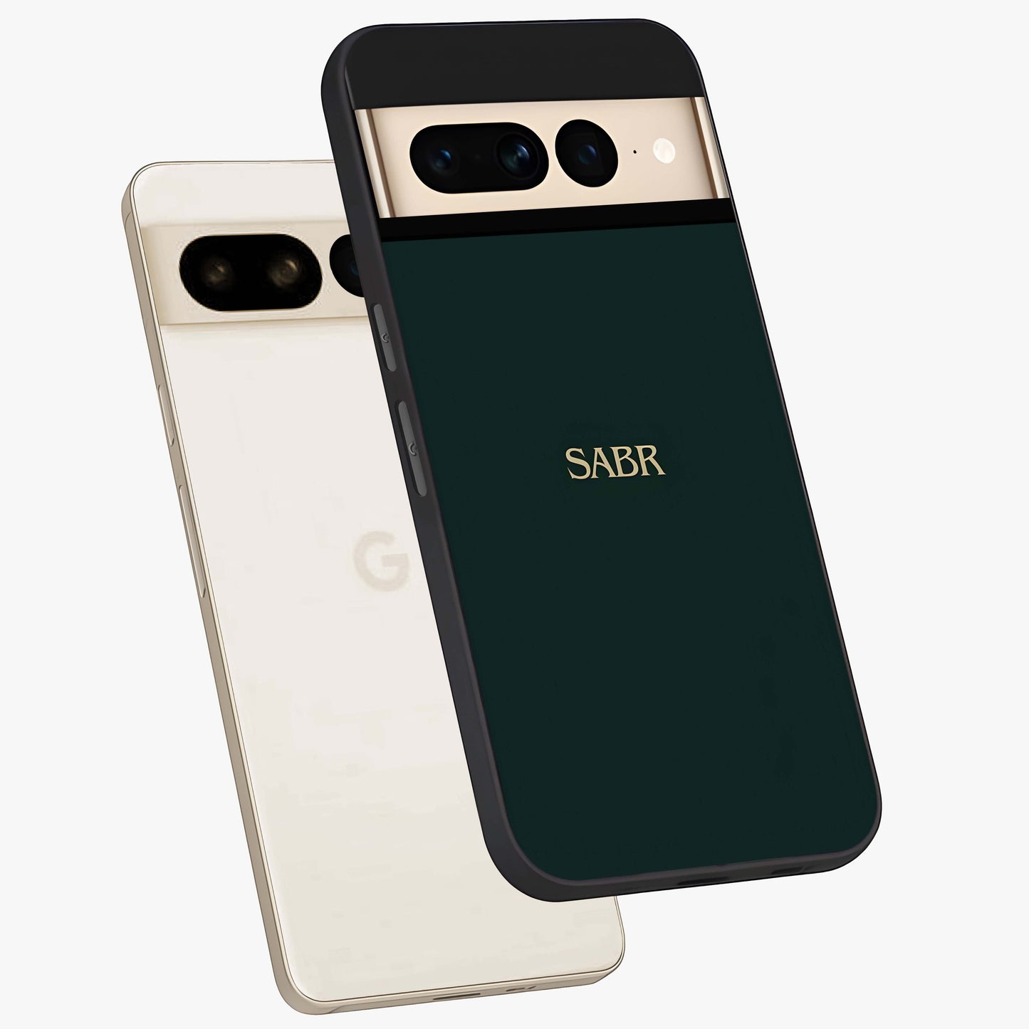 Sabr Minimal Patience Glass Case displayed in angled mockup highlighting simple inspirational design with clean aesthetic style.