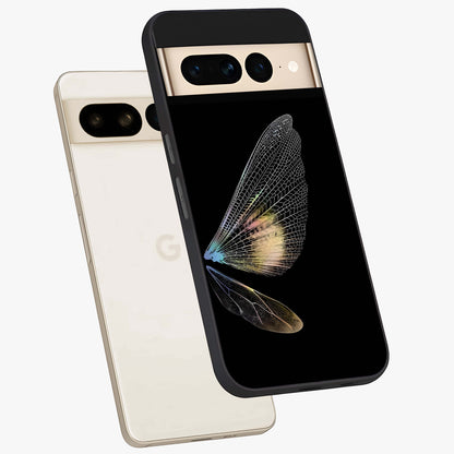 Whispers Of Wings Glass Case displayed in angled mockup highlighting soft feather design with celestial aesthetic style.