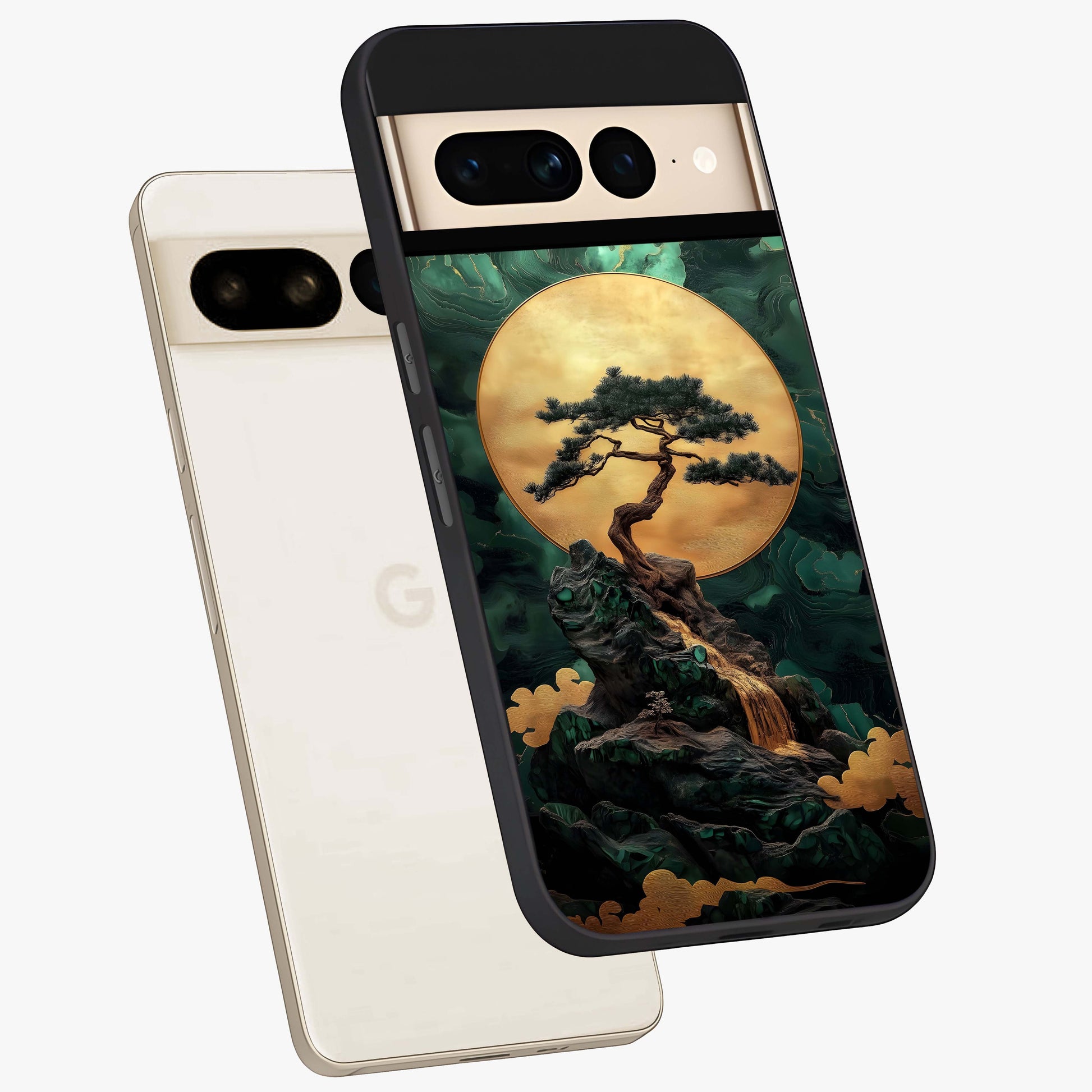 Zen Moon Rise Glass Case displayed in angled mockup highlighting peaceful lunar design with zen aesthetic style.