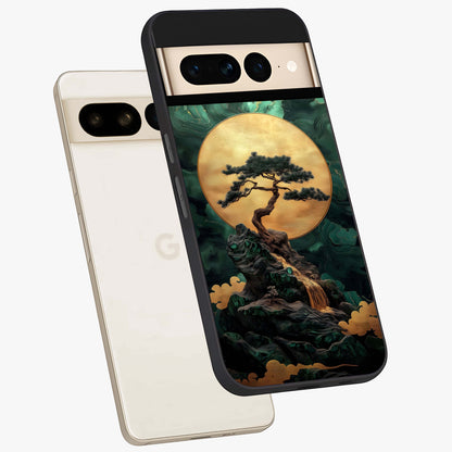 Zen Moon Rise Glass Case displayed in angled mockup highlighting peaceful lunar design with zen aesthetic style.