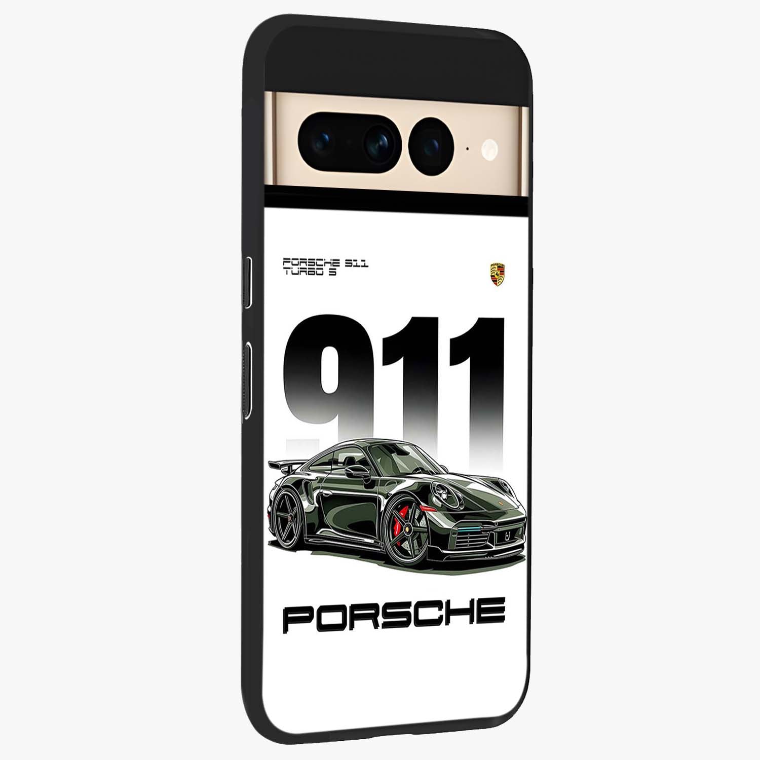 911 Turbo Dominance Glass Case upright perspective showcasing powerful racing design and modern automotive aesthetic.