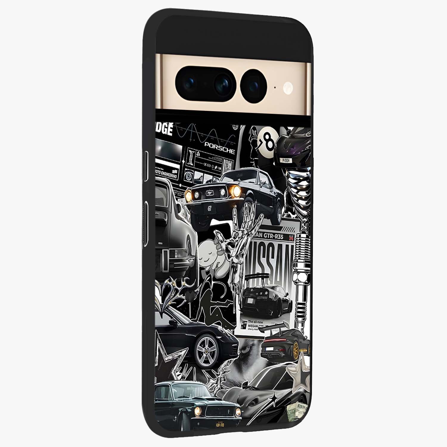 Aesthetic Dark Love Glass Case upright view showcasing dramatic romantic artwork with modern aesthetic style.