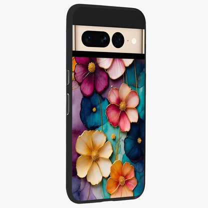 Artlyn Grace Flower Pattern Glass Case upright view showcasing graceful floral artwork with aesthetic botanical style.
