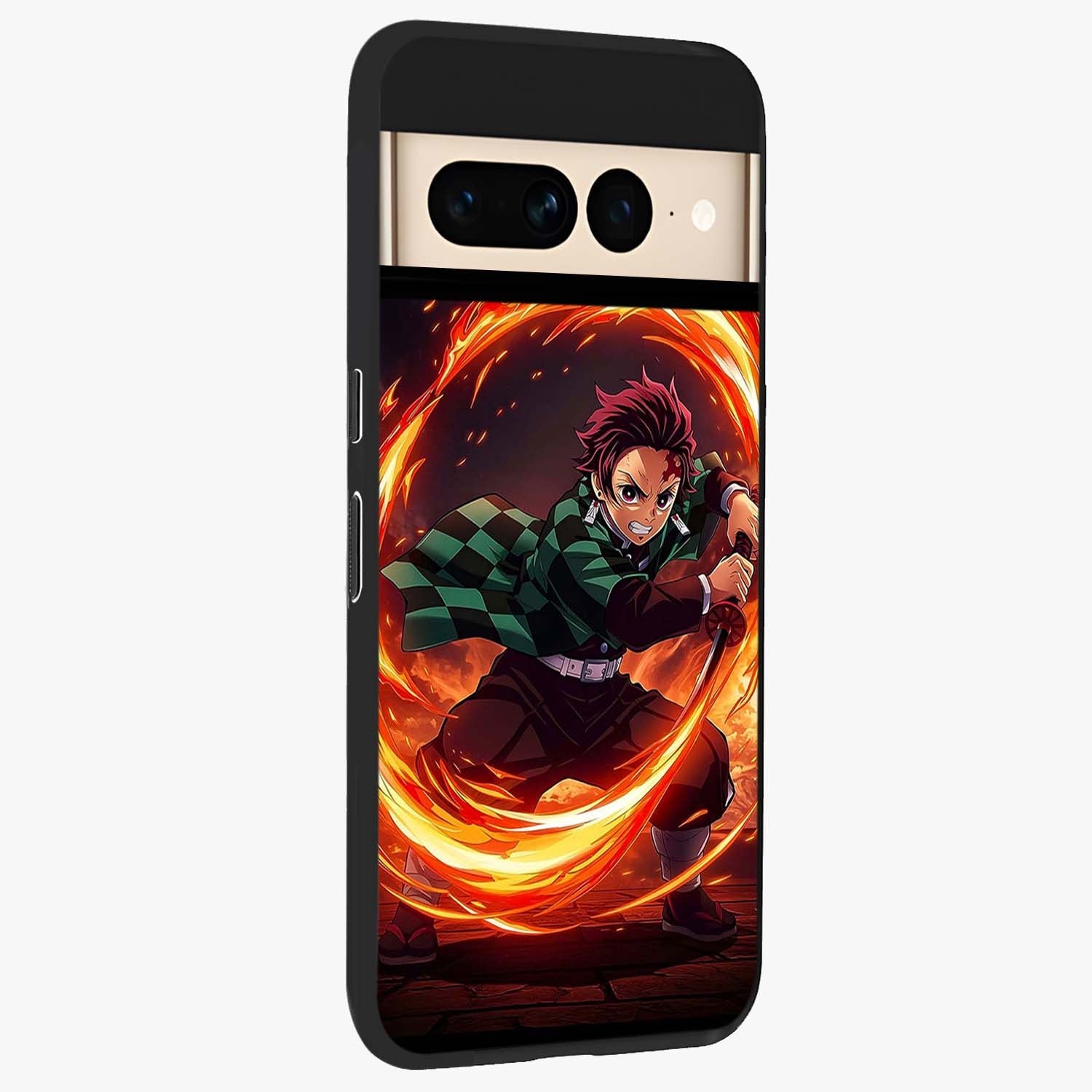 Blazing Sword Resolve Glass Case upright view showcasing dramatic warrior inspired artwork with intense visual style.