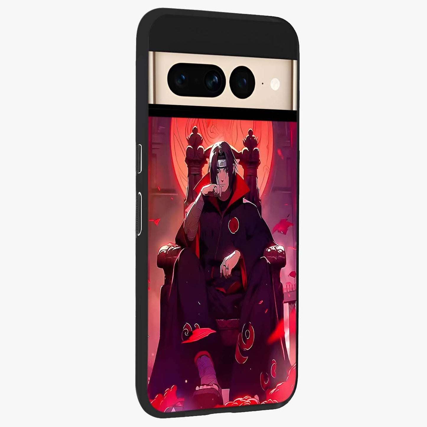 Blood Moon Sovereign Glass Case upright view showcasing powerful moon inspired artwork with cosmic aesthetic style.