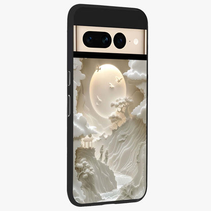 Celestial Origami Glass Case upright view showcasing creative origami artwork with modern celestial style.
