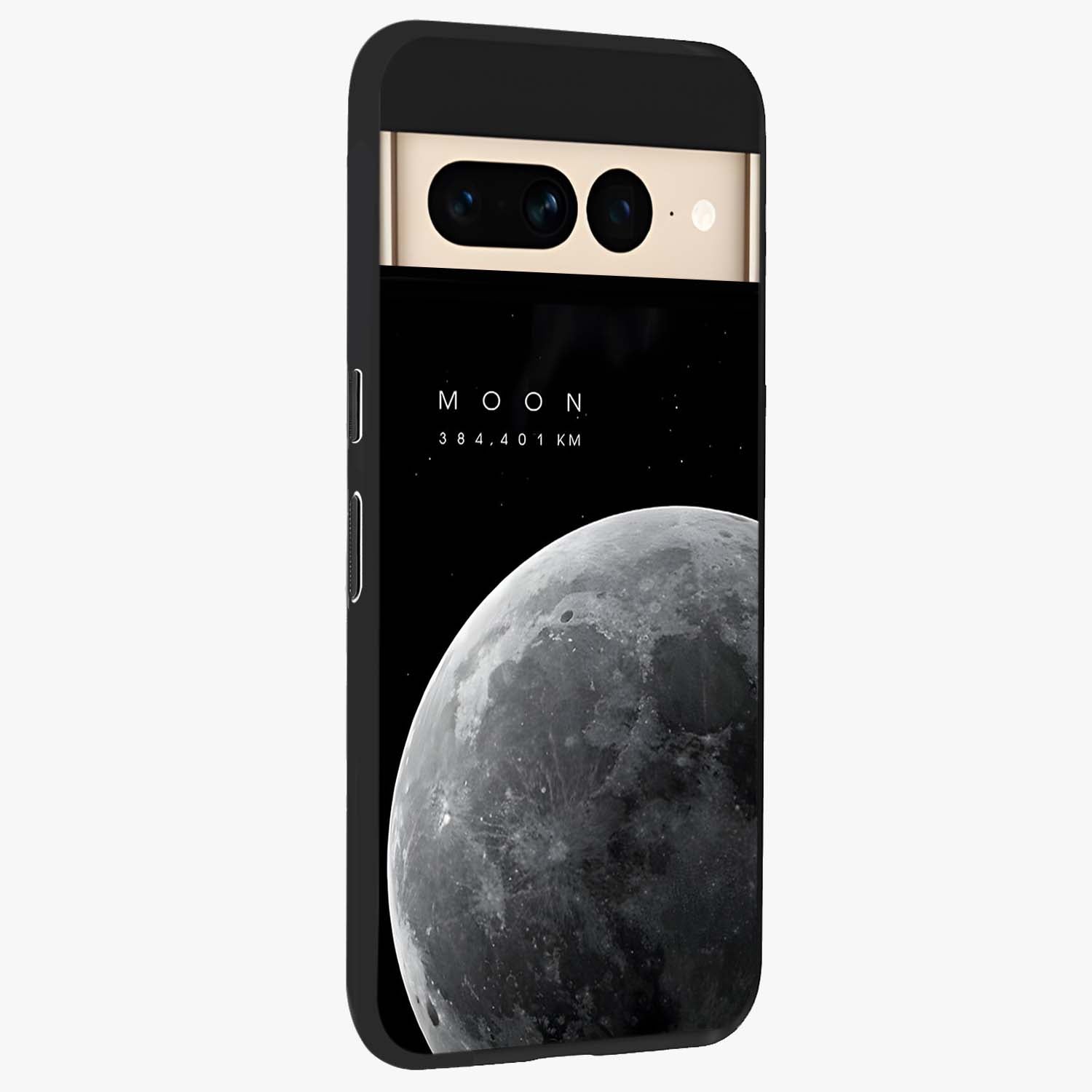 Cosmic Moon Glow Glass Case upright view showcasing luminous moon illustration with dreamy cosmic style.