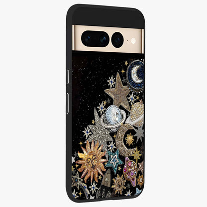 Cosmic Sparkle Dreams Glass Case upright view showcasing glowing cosmic artwork with magical galaxy theme.